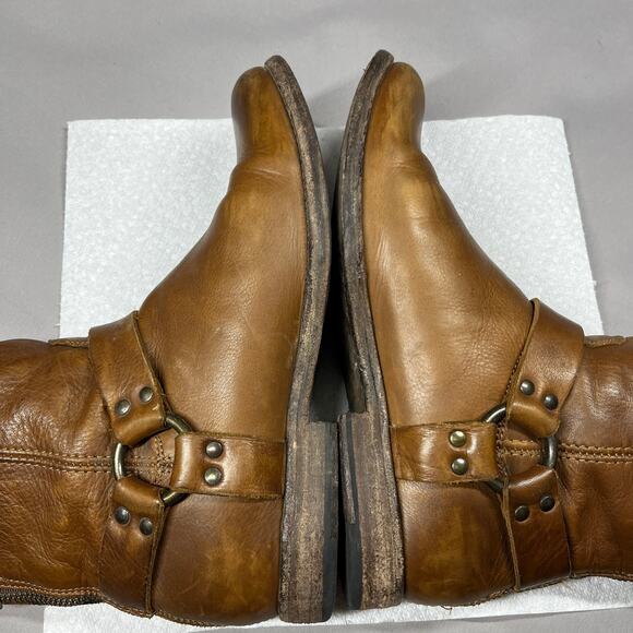 Frye Womens Boots Size 9B  Brown Phillip Harness 76870 Short Leather Horse Biker - Picture 7 of 15